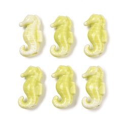 Желто-Зеленый Фарфоровые бусины ручной работы, морской конек, яркие глазированный фарфор, желто-зеленый, 18~19x9.5~10x6 мм, отверстие : 2 мм