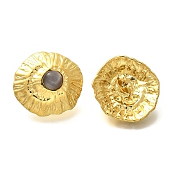 Золотой 304 серьги-гвоздики из пластика и нержавеющей стали, ионное покрытие (ip), овальные, золотые, 23x21.5 мм