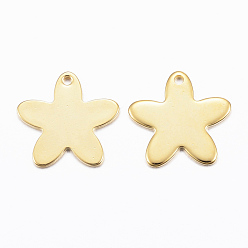 Golden 201 Stainless Steel Charms, Flower, Golden, 13x14x1mm, Hole: 1mm