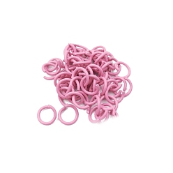 Pearl Pink Baking Painted Iron Open Jump Rings, Round Ring, Pearl Pink, 10x1.4mm