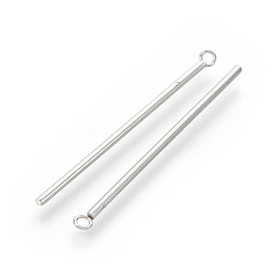 Stainless Steel Color 202 Stainless Steel Pendants, Bar, Stainless Steel Color, 43x1.5mm, Hole: 1.5mm