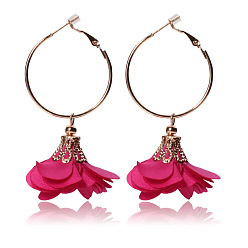 HY-6980-1 i Retro Ethnic Style Rose Pendant Earrings with Large Circle - HY-6980-1