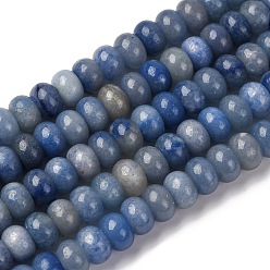 Синий Авантюрин Окрашенные и нагретые нити из натурального синего авантюрина, рондель, 8~8.5x4.5~5 мм, отверстие : 1 мм, около 72 шт / нитка, 15.5 дюйм (39.5 см)
