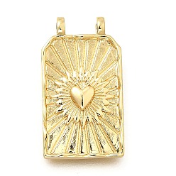 Сердце Подвески прямоугольника латуни, без кадмия и без свинца, долговечный, стойки покрытие, реальный 18 k позолоченный, сердце, 24x13.5x2.5 мм, отверстие : 1.6 мм