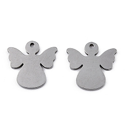 Stainless Steel Color 304 Stainless Steel Charms, Laser Cut, Angel, Stainless Steel Color, 15x15x1mm, Hole: 1.2mm