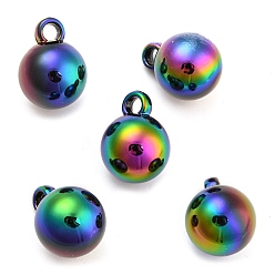 Colorful UV Plating Opaque Acrylic Pendants, AB Color Plated, Iridescent Round, Colorful, 20.5x15.5x16mm, Hole: 3.2mm