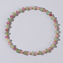 Смешанные камни Женский эластичный браслет в стиле пляжного отдыха, натуральный смешанный камень, бисер, браслет