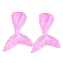 Бледно-Розовый Непрозрачные акриловый кабошоны, с блеском порошок, русалка хвост, розовый жемчуг, 42.5x30x5.5 мм