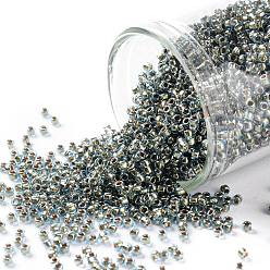 (990) Gilt Lined Aqua Тохо 15/0 круглые бусины, японский бисер, (990) золоченая подкладка цвета морской волны, 15/0, 1.5 мм, отверстие : 0.7 мм, Около 3000 шт / 10 г