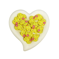 Yellow Heart Food Grade Eco-Friendly Silicone Beads, Chewing Beads For Teethers, DIY Nursing Necklaces Making, Yellow, 28x24mm