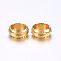 Golden 304 Stainless Steel Crimp Beads Covers, Golden, 8mm In Diameter, Hole: 6mm