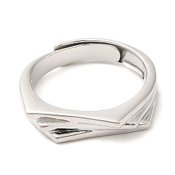 Platinum Rack Plating Brass Adjustable Ring, for Women, Lead Free & Cadmium Free, Long-Lasting Plated, Platinum, 3.5~4.5mm, Inner Diameter: 18mm