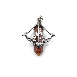 Goldstone Synthetic Goldstone Resin Pointed Pendants, Arrow Charms with Antique Silver Plated Alloy Findings, 38x35mm