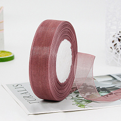 Indian Red Polyester Organza Ribbon, for Christmas Decoration, Indian Red, 1 inch(25mm), about 49.21 Yards(45m)/Roll