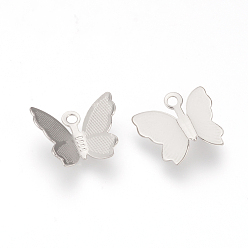 Real Platinum Plated Brass Charms, Butterfly, Nickel Free, Real Platinum Plated, 11x13x3.5mm, Hole: 1mm