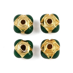 Морско-зеленый Латунные бусины, с эмалью, рондель, золотые, цвета морской волны, 7x7x5 мм, отверстие : 1.6 мм