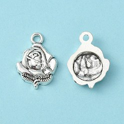 Античное Серебро Тибетский стиль сплава выросли подвески, без кадмия, без никеля и без свинца, античное серебро, 20x14x3.5 мм, отверстие : 2 мм