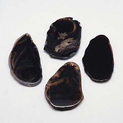Black Nuggets Natural Agate Pendants, Dyed, Black, 38~100x24~70x5~6mm, Hole: 2mm