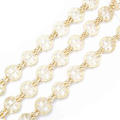 Real 18K Gold Plated Flat Round Alloy Link Chains, with Spool, Cadmium Free & Nickel Free & Lead Free, Unwelded, Real 18K Gold Plated, 21x1.5mm, about 32.81 Feet(10m)/Roll
