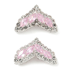 Лавандовый румянец Латунные микро проложить кубического циркония подвески, рыбий хвост, со стразами, серебряные, лавандовый румянец, 14.5x21.5x8 мм, отверстие : 1.2 мм