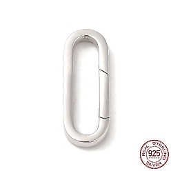Real Platinum Plated Rhodium Plated 925 Sterling Silver Spring Gate Rings, Oval, Real Platinum Plated, 21.5x8x2.5mm