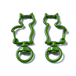 Зеленый Из экологически чистого сплава, окрашенного распылением, поворотные карабины с карабинами, без кадмия, без никеля и без свинца, кошка, зелёные, 40x20x7 мм, отверстие : 5x9 мм