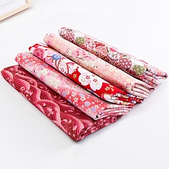 Others Printed Cotton Fabric, for Patchwork, Sewing Tissue to Patchwork, Quilting, with Japanese Zephyr Style Pattern, Wave Pattern, 25x20cm, 5pcs/set