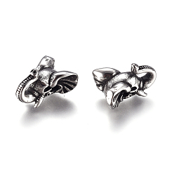 Antique Silver 304 Stainless Steel Beads, Elephant, Antique Silver, 9.5x15.5x12.3mm, Hole: 2.2mm