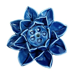 Blue Porcelain Incense Burners,  Lotus Incense Holders, Home Office Teahouse Zen Buddhist Supplies, Blue, 55x55x28mm