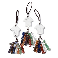 Говлит Хамса рука/рука Мириам подвеска из натурального говлита украшения, нейлоновый шнур и подвесные украшения с кисточками из драгоценных камней, 155~160 мм