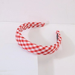 red Sweet and Stylish Wide-brim Headband with Plaid Pattern - Spring/Summer Hair Accessory.