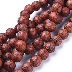 Wood Wood Beads Strands, Natural Dracaena Draco(Dragon Tree) Wooden Beads, Round, 10mm, Hole: 1.2mm, about 40pcs/strand, 15.7 inch(40cm)