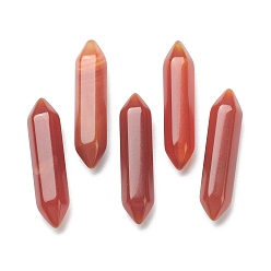 Red Agate Faceted Natural Red Agate Beads, Healing Stones, Reiki Energy Balancing Meditation Therapy Wand, Double Terminated Point, for Wire Wrapped Pendants Making, No Hole/Undrilled, 35~36x8~9x8~9mm
