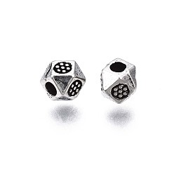 Antique Silver Tibetan Style Alloy Spacer Beads, Cadmium Free & Nickel Free & Lead Free, Polygon, Antique Silver, 3.5x3mm, Hole: 1mm, about 5606pcs/1000g