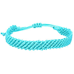 3 Lake Blue Multi-colored minimalist waxed thread braided bracelet for daily wear.
