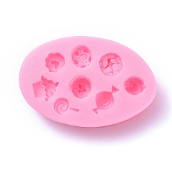 Hot Pink Food Grade Silicone Molds, Fondant Molds, Baking Molds, Chocolate, Candy, Biscuits, UV Resin & Epoxy Resin Jewelry Making, Mixed Shapes, Hot Pink, 83x55x16mm, Inner Size: 14~21x11~17mm