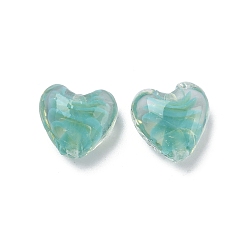 Средний Бирюзовый Бусины лэмпворк , сердце, средне бирюзовый, 15.5x16x9.5 мм, отверстие : 1.8 мм