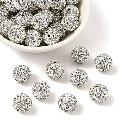 Cristal Perles de strass d'argile polymère , perles de boule pave disco , Grade a, ronde, pp 15, cristal, 12mm, Trou: 2mm