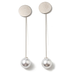 Platinum Iron with ABS Imitation Pearl Hair Stick Findings, Platinum, 77x15x12mm