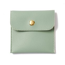 Dark Sea Green PU Imitation Leather Jewelry Storage Bags, with Golden Tone Snap Buttons, Square, Dark Sea Green, 7.9x8x0.75cm