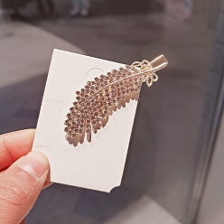 Золотой Заколки-крокодилы из сплава перьев со стразами, аксессуары для волос для женщин и девочек, золотые, 70 мм