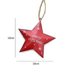 Звезда Рождественские украшения из железного кулона, Рождественская елка из пеньковой веревки, подвесные украшения, звезда, 100x100 мм