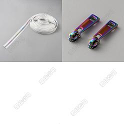 Белый 5 ярды полиэстеровых молний, с 10шт. алюминиевыми бегунками для молний для аксессуаров одежды, белые, 32x1.5~2.5 мм