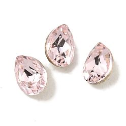 Light Rosaline AB Стеклянные стразы кабошоны, задние и задние, граненые, слеза, светлый розалин аб, 4x2.5x2 мм