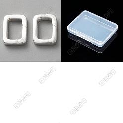 Silver 2Pcs 925 Sterling Silver Spring Gate Rings, Rectangle, Silver, 12x9x2.5mm