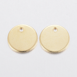 Golden 304 Stainless Steel Charms, Stamping Blank Tag, Flat Round, Golden, 10x0.8mm, Hole: 1.2mm