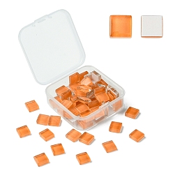 Седло Коричневый 60 шт. Прозрачные стеклянные кабошоны, квадратный, седло коричневый, 9.8x9.8x4 мм