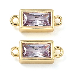Светло-Голубой Латунные подвески-соединители из стекла в форме прямоугольника, стойки покрытие, долговечный, реальный 18 k позолоченный, Небесно-голубой, 15x6x3 мм, отверстие : 1.2 мм