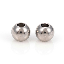 Stainless Steel Color 304 Stainless Steel Spacer Beads, Round, Stainless Steel Color, 4x3.2mm, Hole: 1.5mm