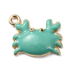 Бирюза Подвески из эмали и сплава, крабовые прелести, стойки покрытие, золотые, бирюзовые, 16x20x4 мм, отверстие : 2 мм
